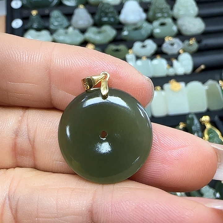 和田玉吊坠(不含链)银S925镶嵌