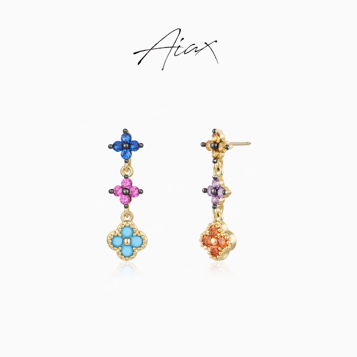 AIAX 小女生饰品时尚百搭四叶耳环TSL3118