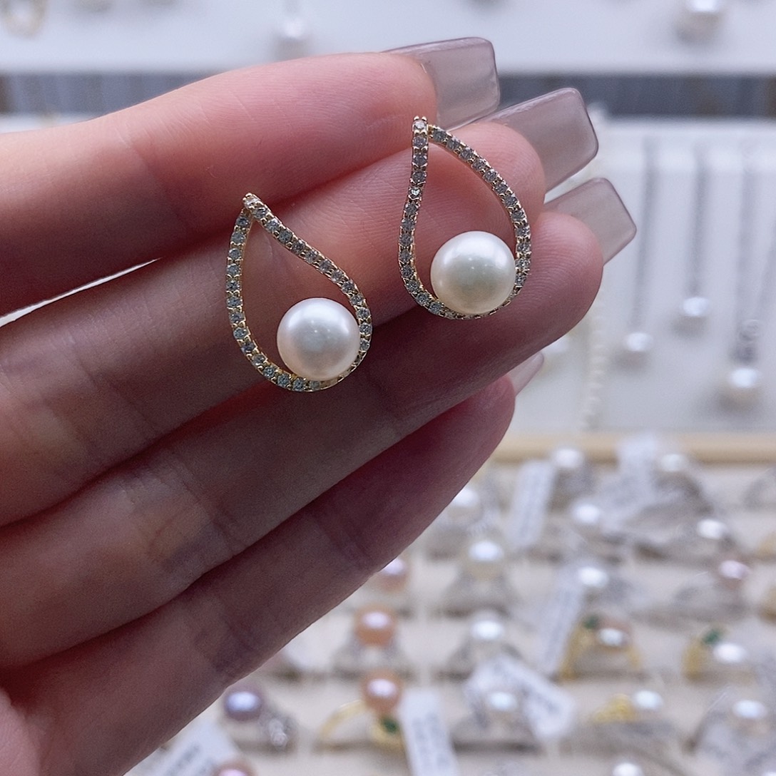 戒指银S925镶嵌淡水珍珠