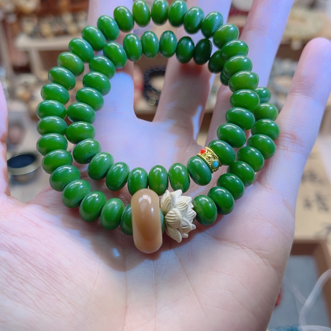 白玉菩提吊坠白玉菩提双圈