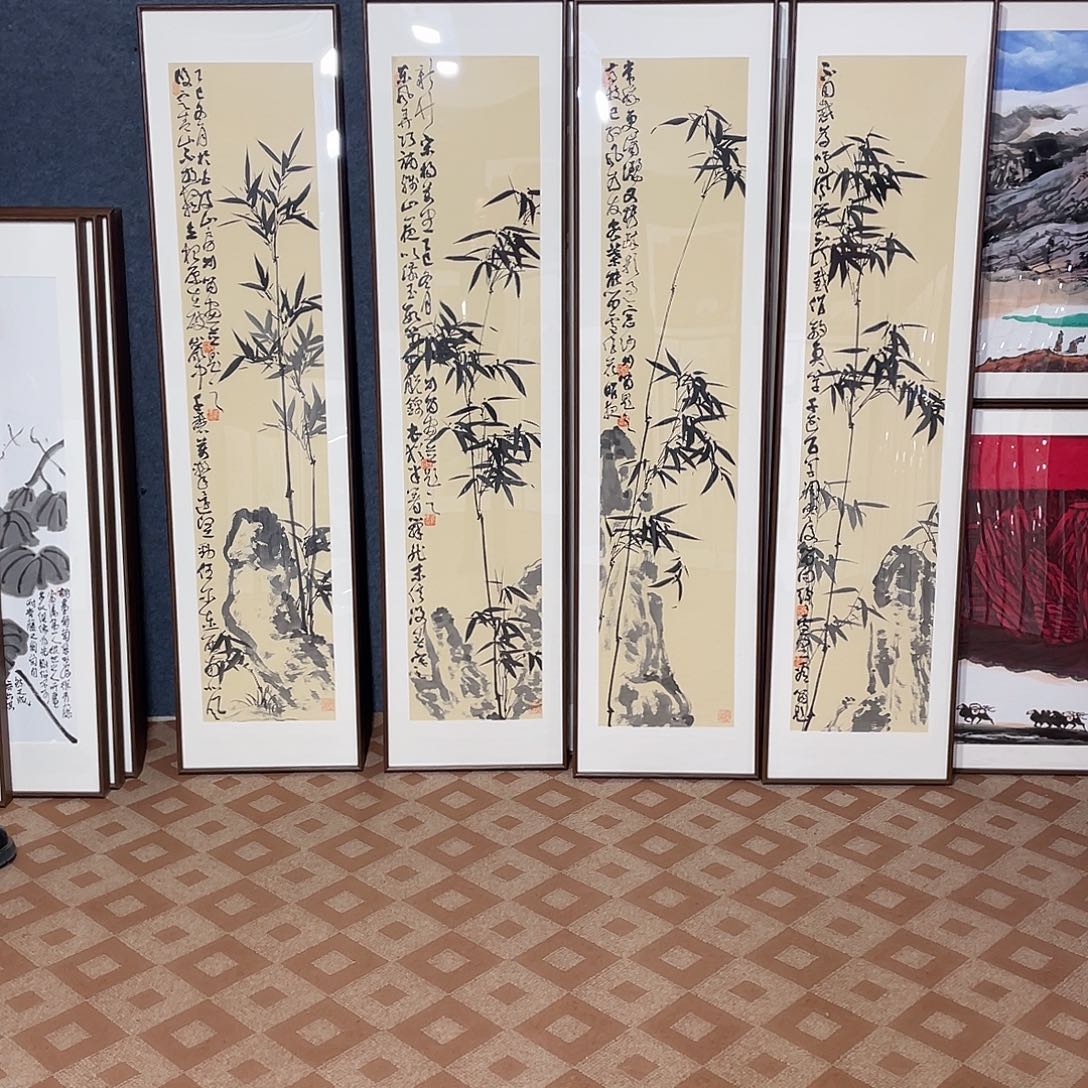 国画手绘画作品带框