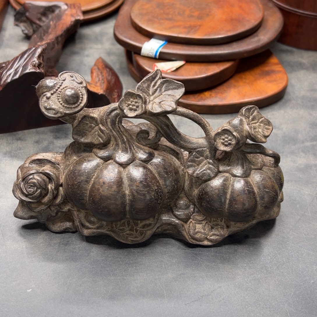 我***爱黑檀木福瓜摆件小瑕疵