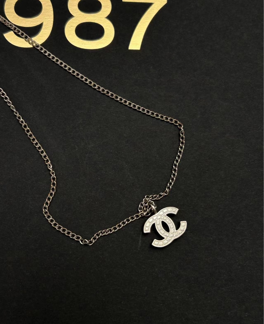 95新 Chanel/香奈儿 银色双c项链 6667813