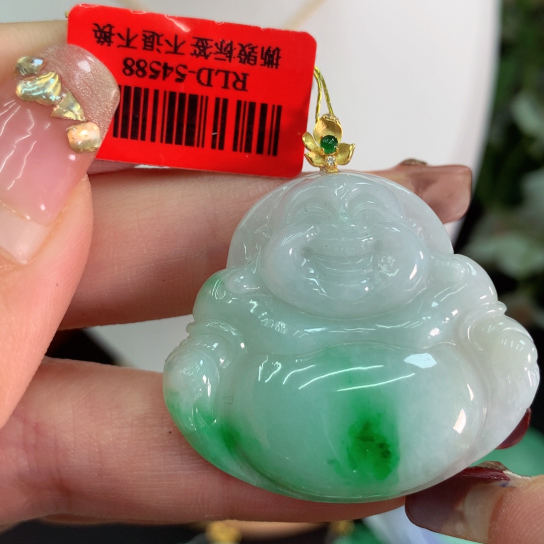 翡翠吊坠(不含链)18K金镶嵌