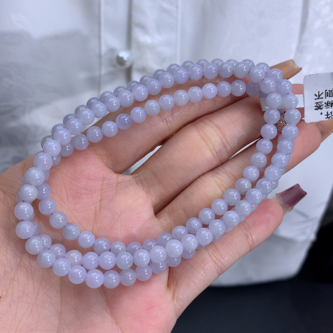 翡翠手链未镶嵌卡4.7细润淡紫项链
