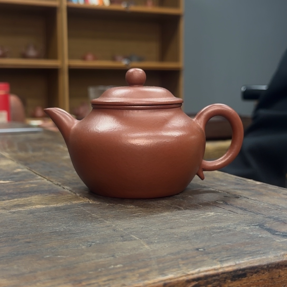 紫砂茶壶90年代大朱泥莲子壶300