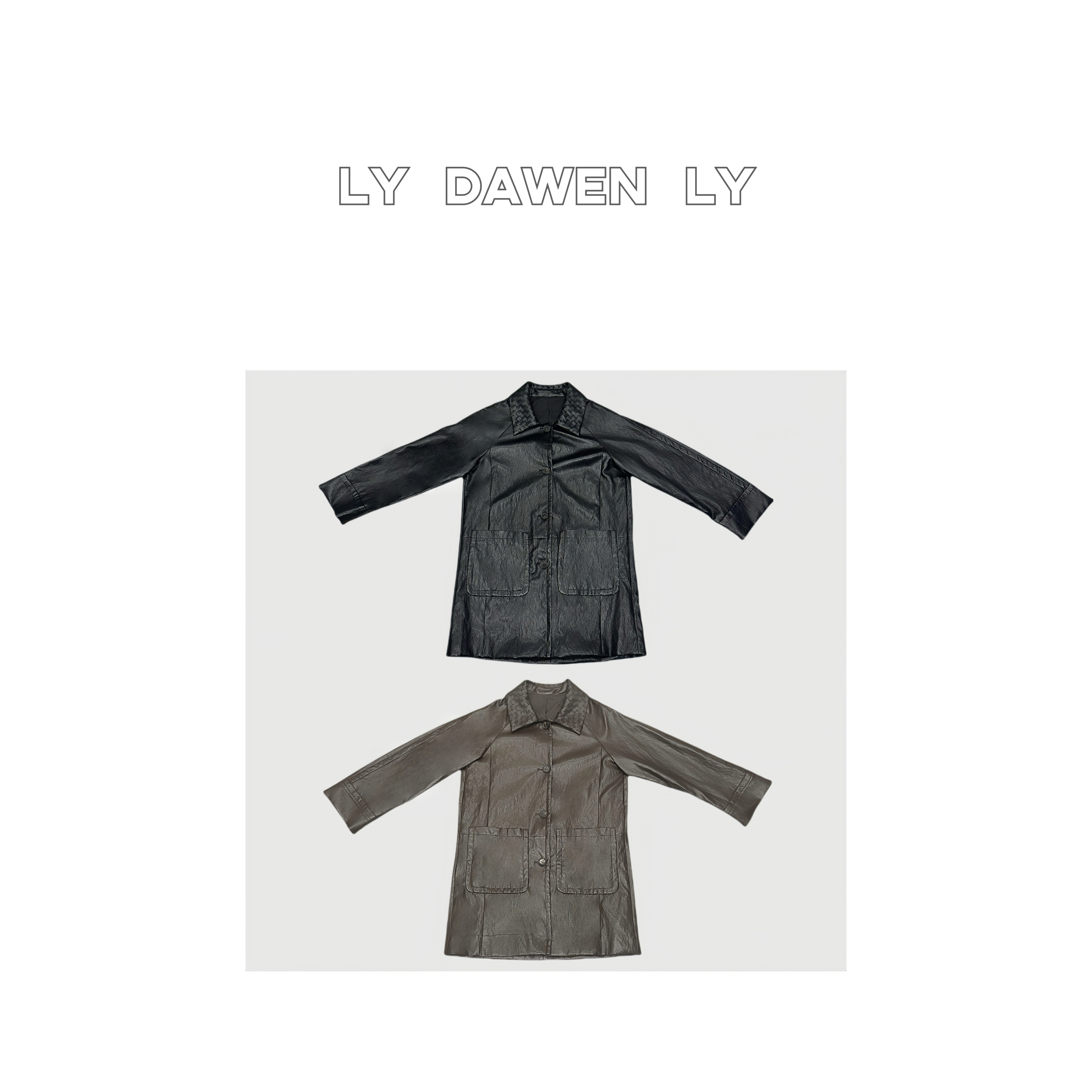 DAWEN  | 极简 重磅编织领阔版中长款皮衣外套 N3#