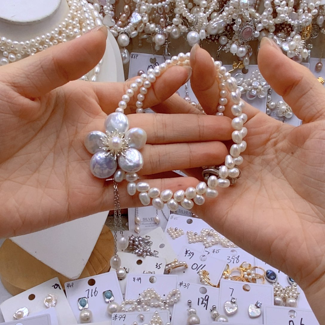 淡水珍珠银S925镶嵌颈饰木****6