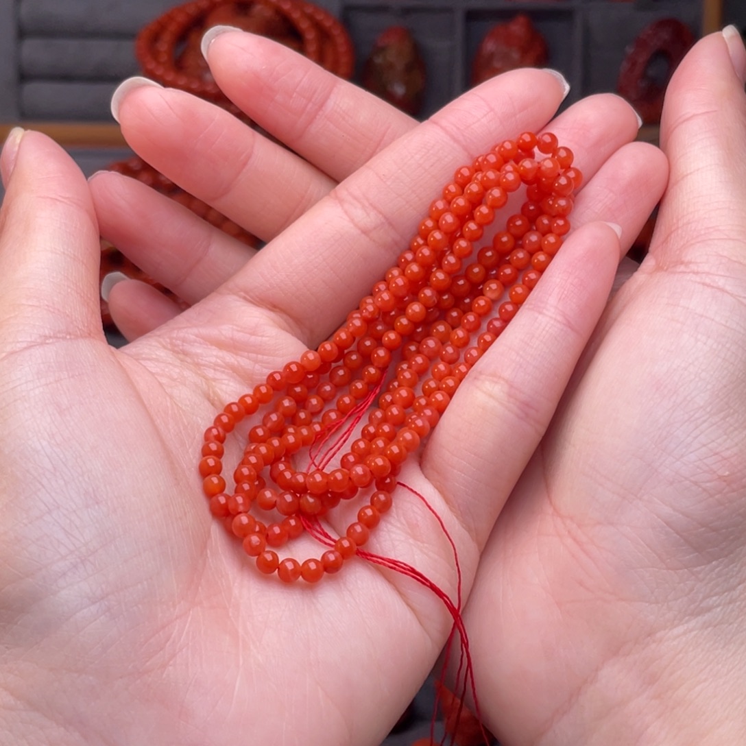 南红玛瑙未镶嵌配饰卡3mm