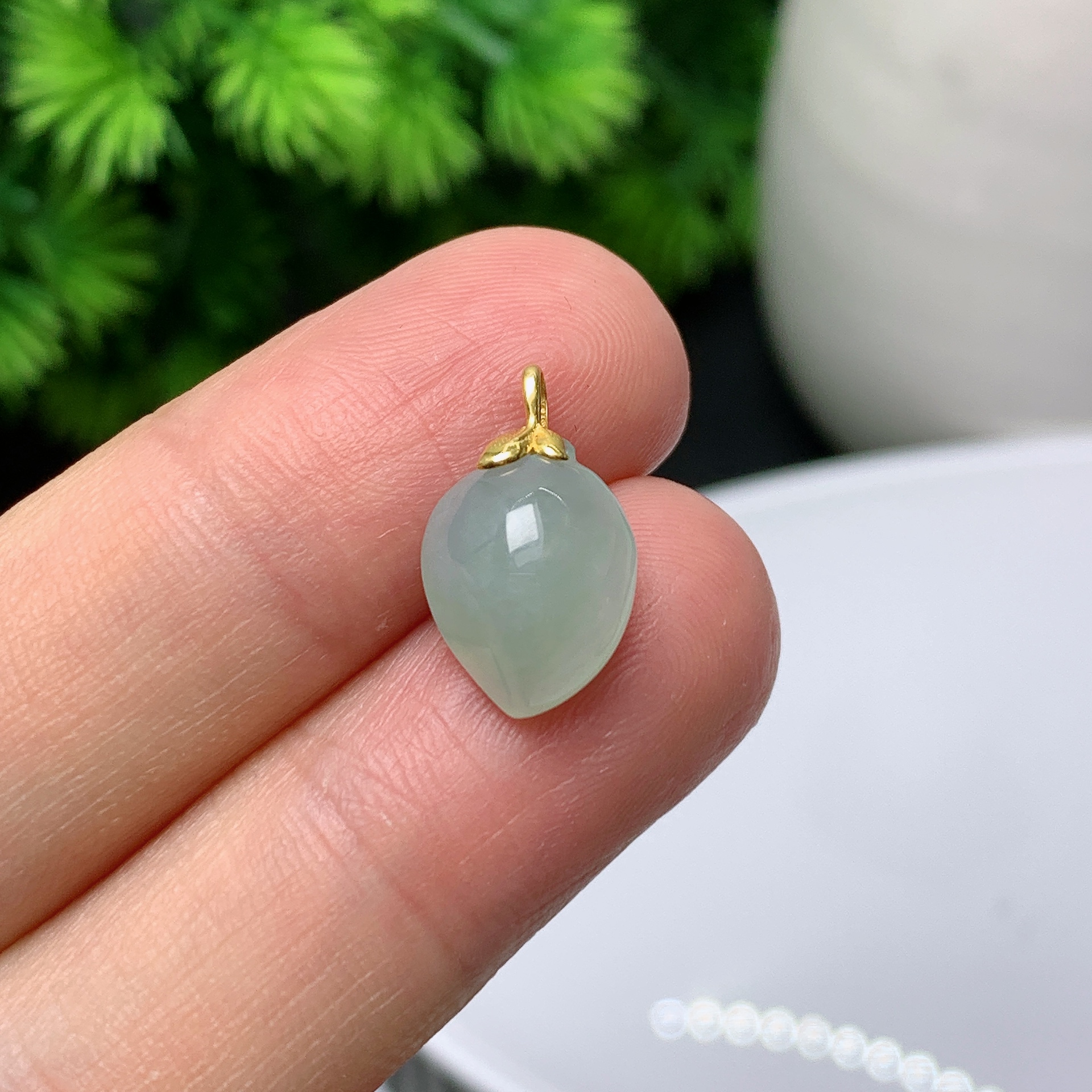 天然翡翠A货18k金镶嵌桃心吊坠250522  尺寸:13.3*10*6.4