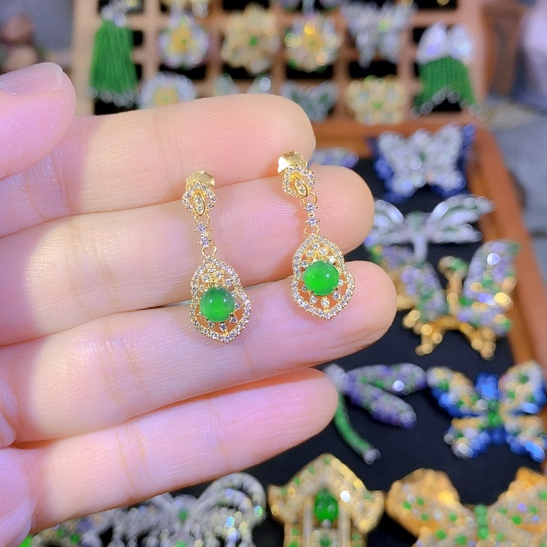 吊坠(不含链)银S925镶嵌翡翠