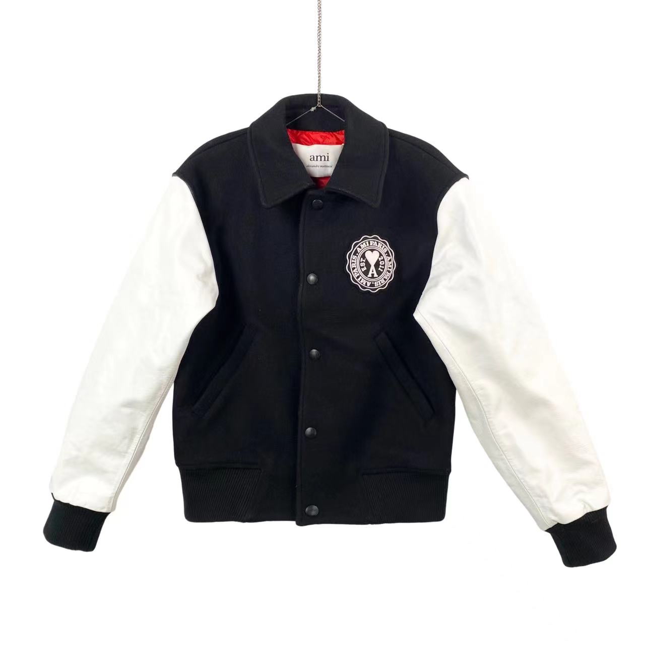 全新未使用 AMIPARIS aa一二四零 聚酯纤维拼接贴片夹克外套 S码 