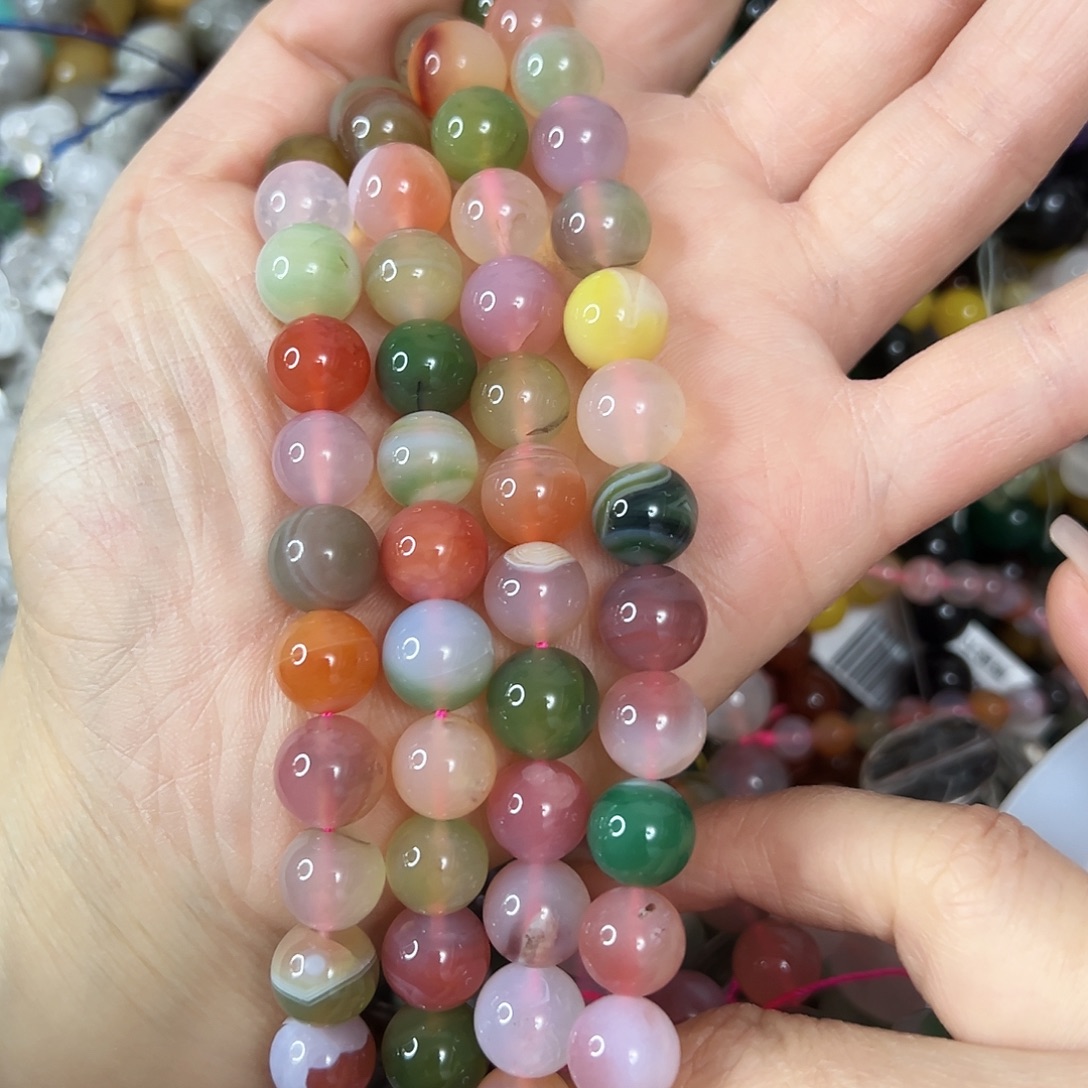 玛瑙/玉髓未镶嵌珠宝半成品，卡10盐源玛瑙一条