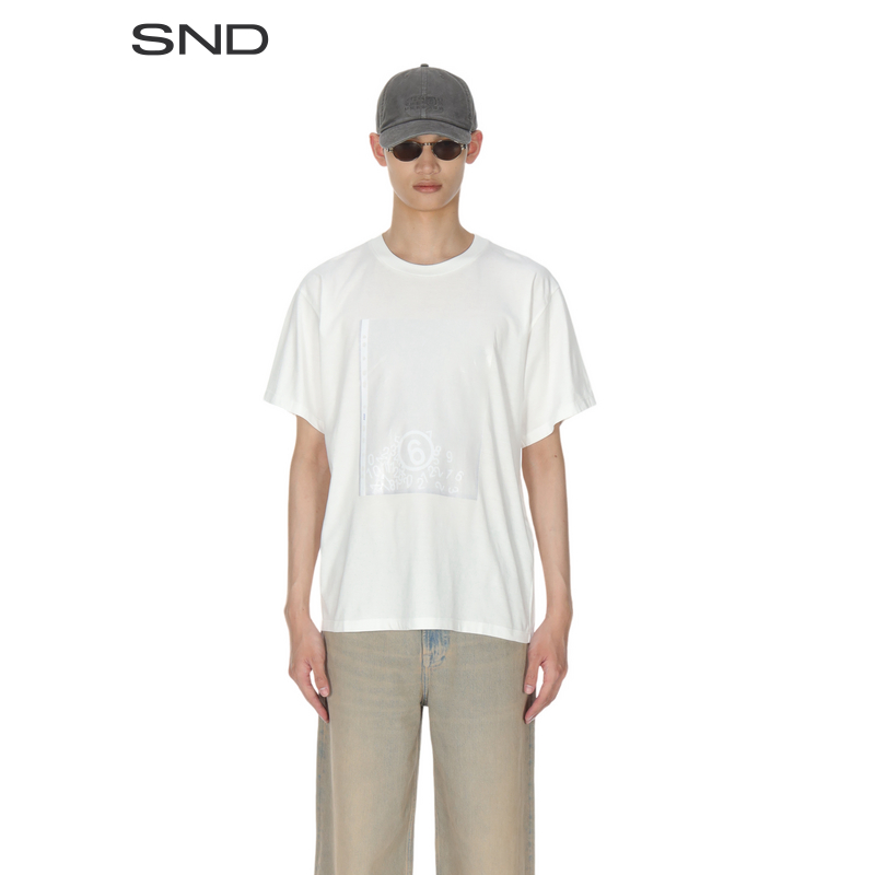 【MM6 设计师品牌】SND PF25 圆领宽松T恤 白
