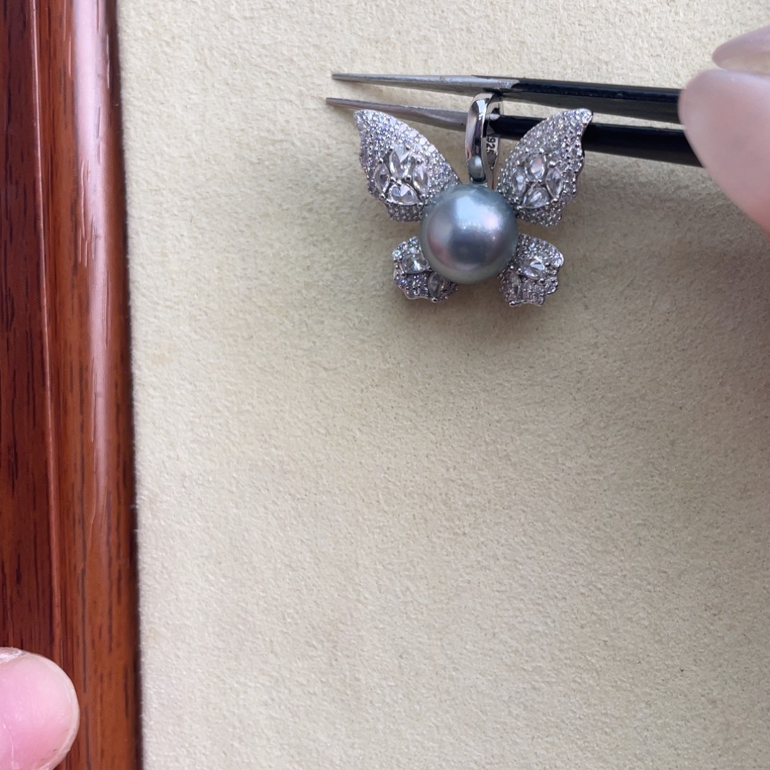 海水珍珠银S925镶嵌吊坠(不含链)