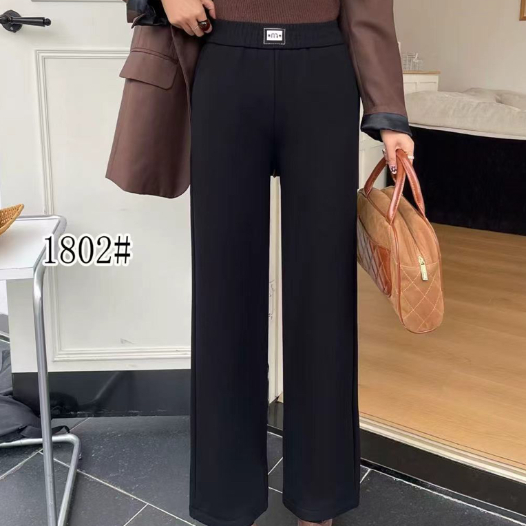 《霞姐服饰》冬季新款小米格直筒裤加厚加绒百搭休闲裤货号：1802