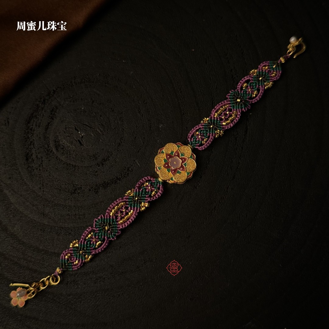 【周蜜儿】炸珠福莲花 非遗炸珠工艺 手工编织 足金999 创意 孤品