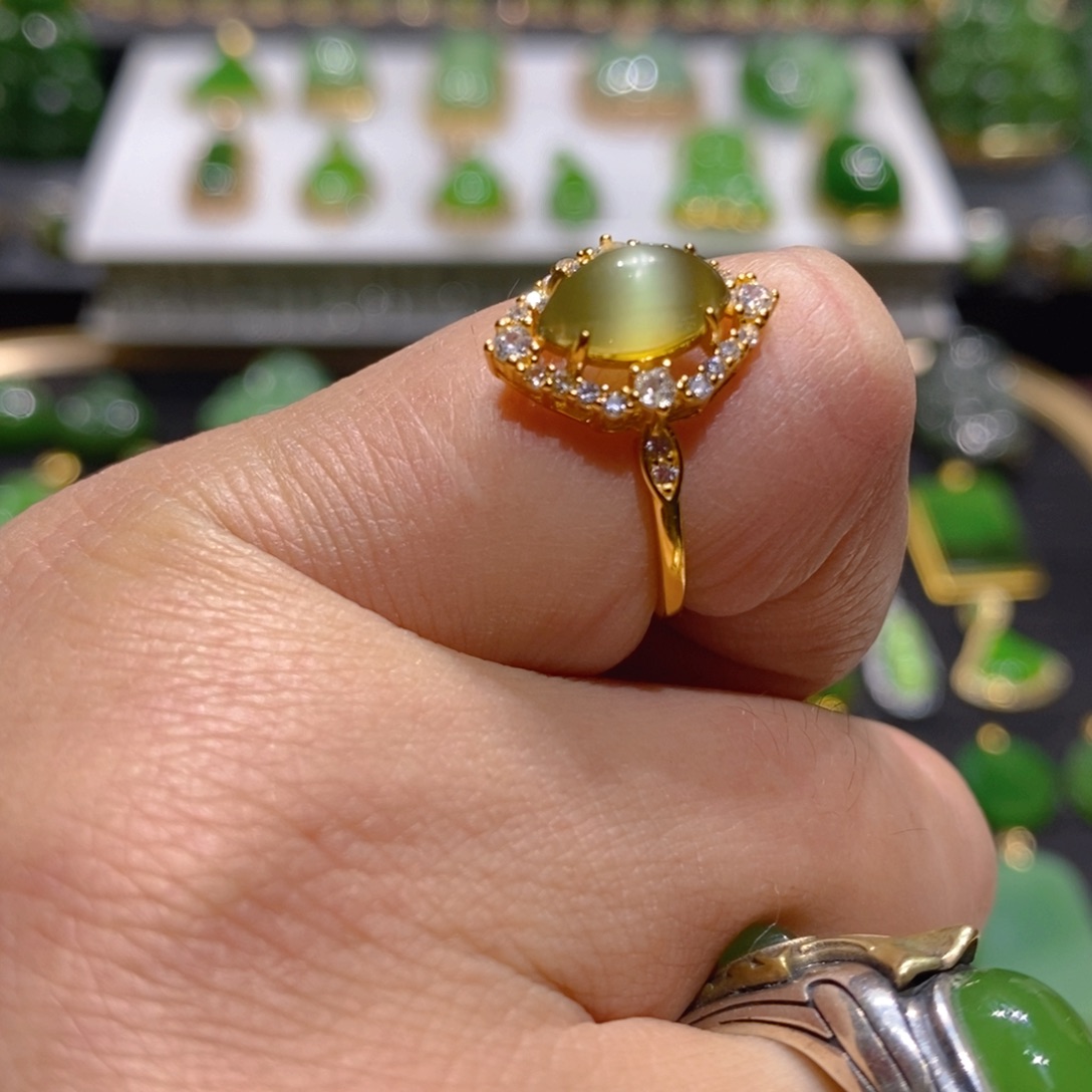和田玉（碧玉）银S925镶嵌戒指