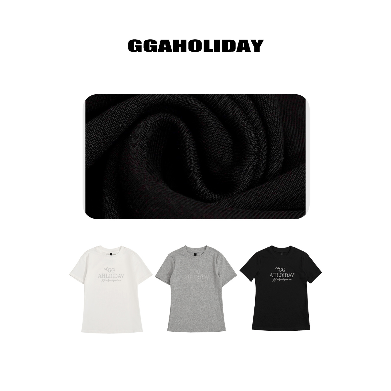 GGAHOLIDAY美式时尚休闲圆领复古简约重工修身显瘦短袖T恤-152145