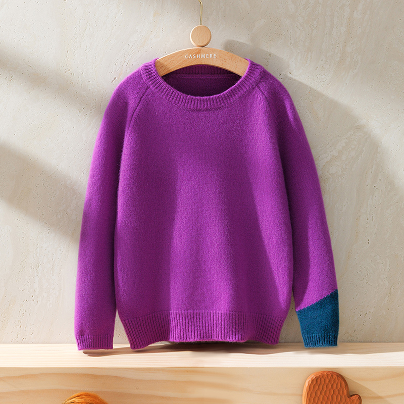 【清版性价比拉满】30%羊绒儿童羊绒衫圆领男女宝加厚毛衣油画风