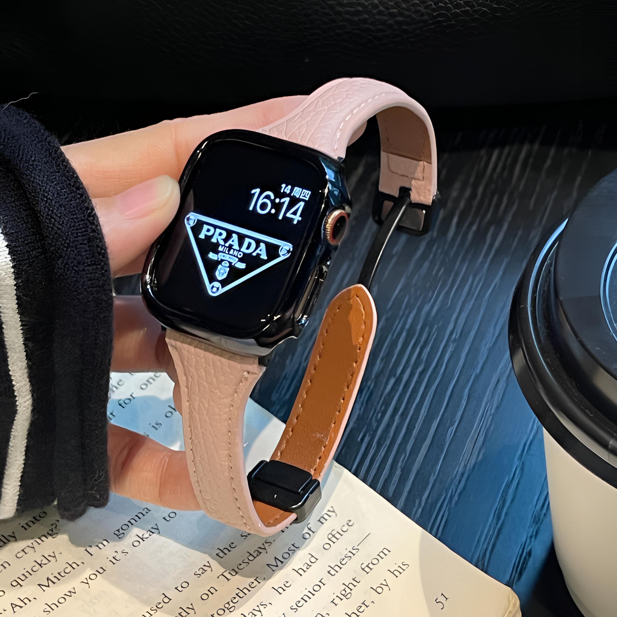 表带哥适用于苹果S11小蛮腰真皮表带iwatchs10荔枝纹8高级感女9