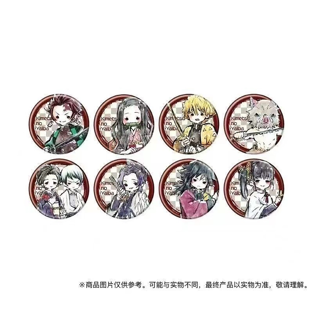 日谷《鬼灭之刃》Q版水墨画吧唧/Q版吧唧/柱涂鸦吧唧 水墨挂件一/二