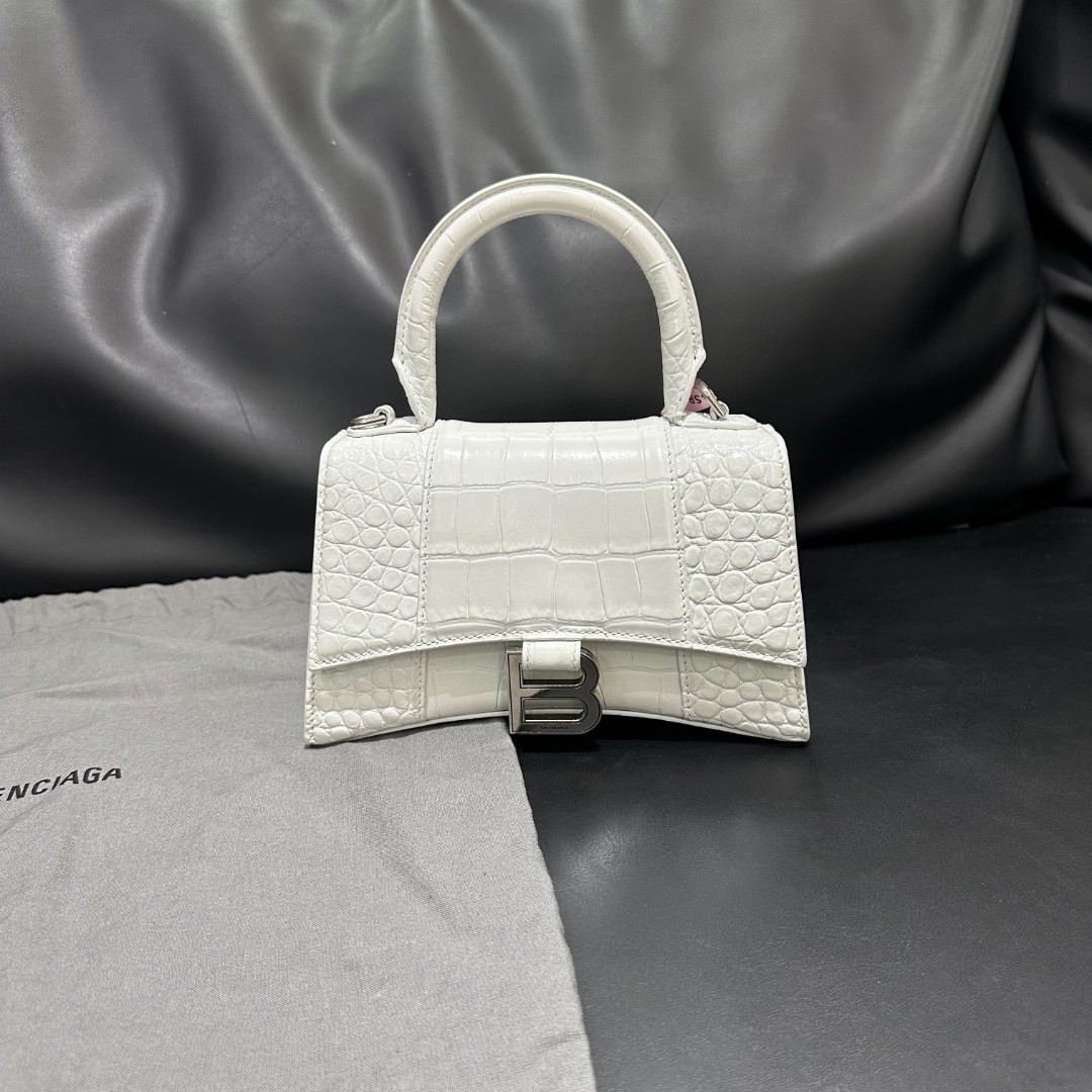 99新 Balenciaga/巴黎世家 壹所/巴黎世家沙漏鳄压白银xs号  