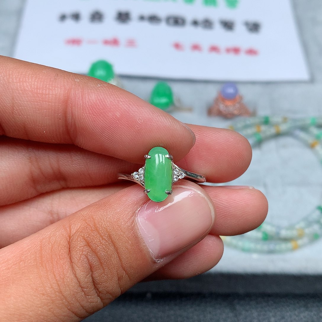 翡翠银S925镶嵌戒指103号