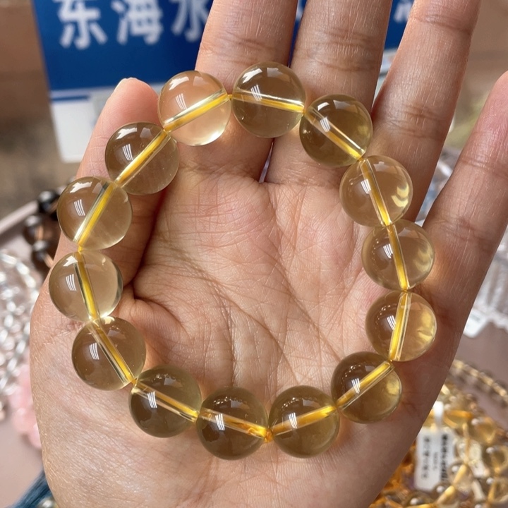 水晶手串未镶嵌纯净体黄水晶