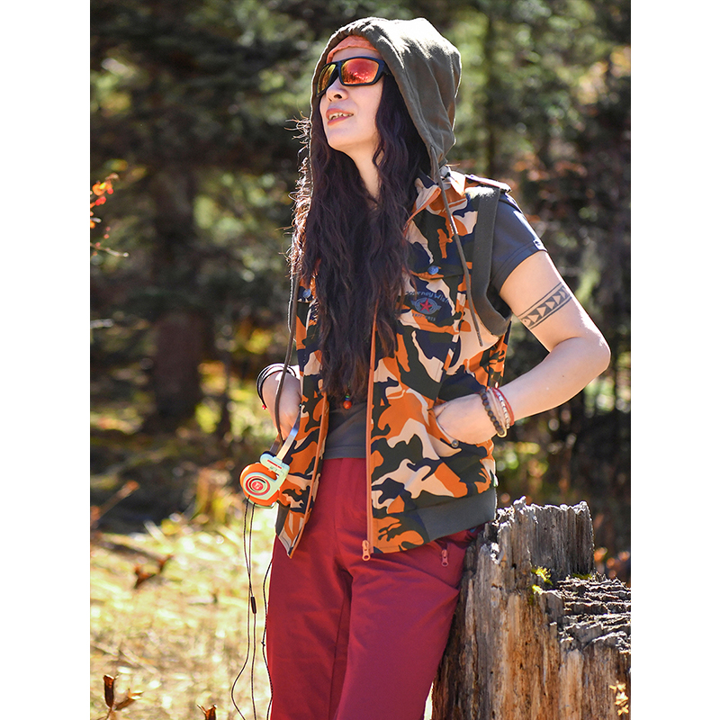 北京森林户外【寻野】原创重工连帽可拆卸拼色百搭军迷迷彩马甲女