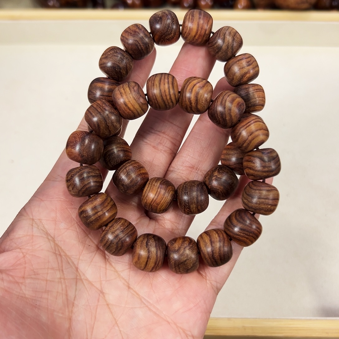 手串/手链黄花梨/降香黄檀14mm满纹小密纹粗抛