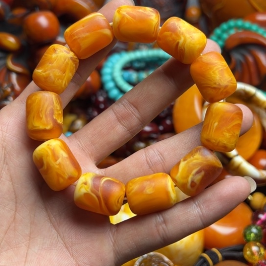 琥珀（花珀）手串未镶嵌蜜蜡