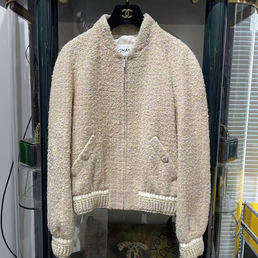 95新 Chanel/香奈儿 24B 奶茶色两口袋夹克外套 36码