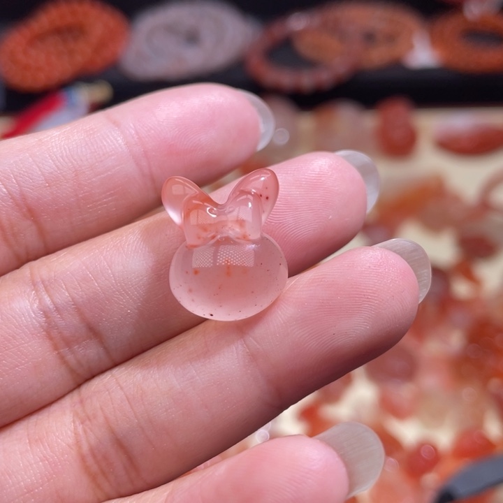 南红玛瑙兔子头（无孔打孔备注）未镶嵌785