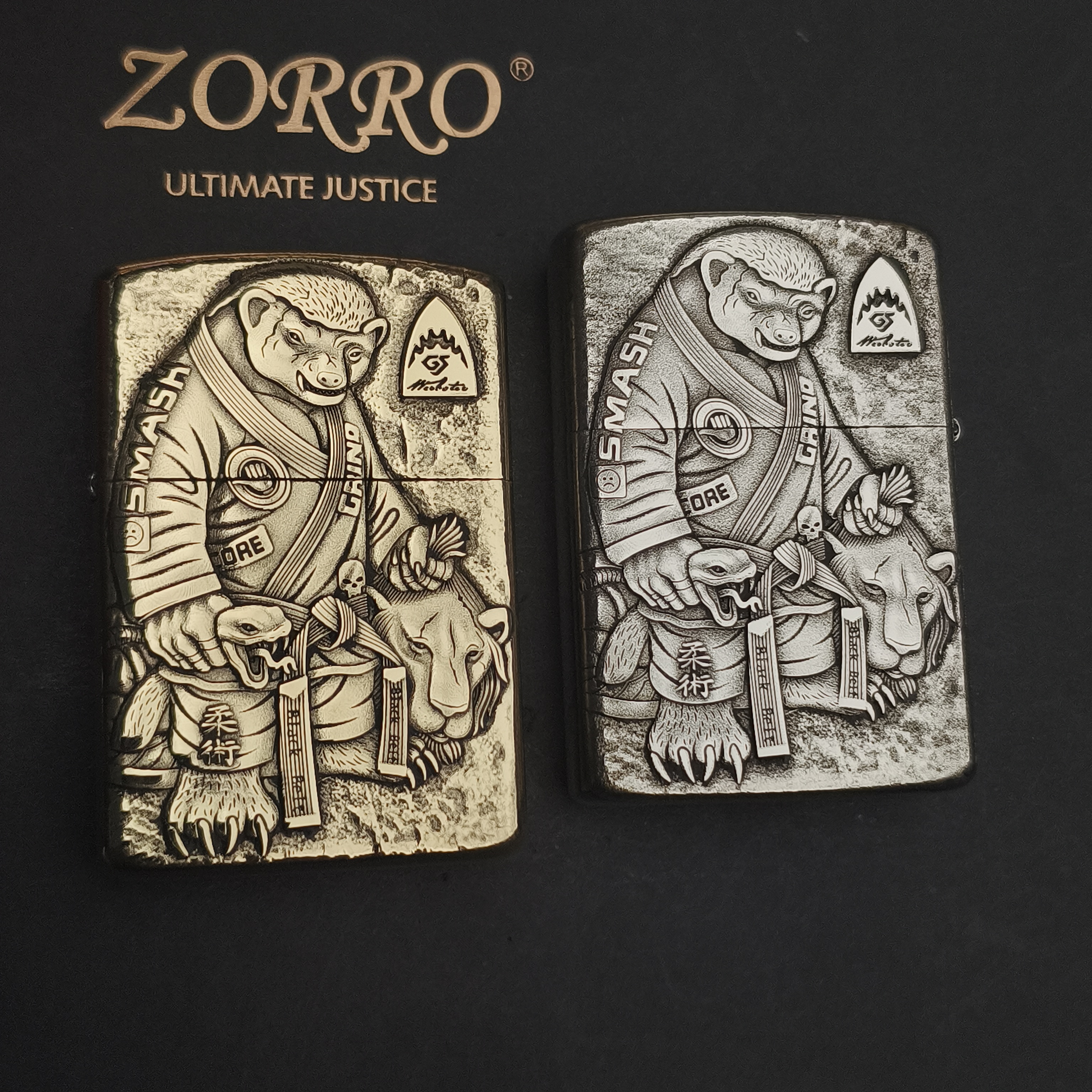 ZORRO佐罗二代平头哥浮雕盔甲煤油防风打火机送男友创意送礼物深