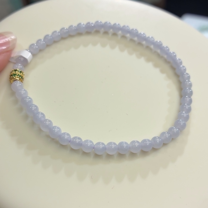 翡翠未镶嵌手链冰胶浅紫卡3.9