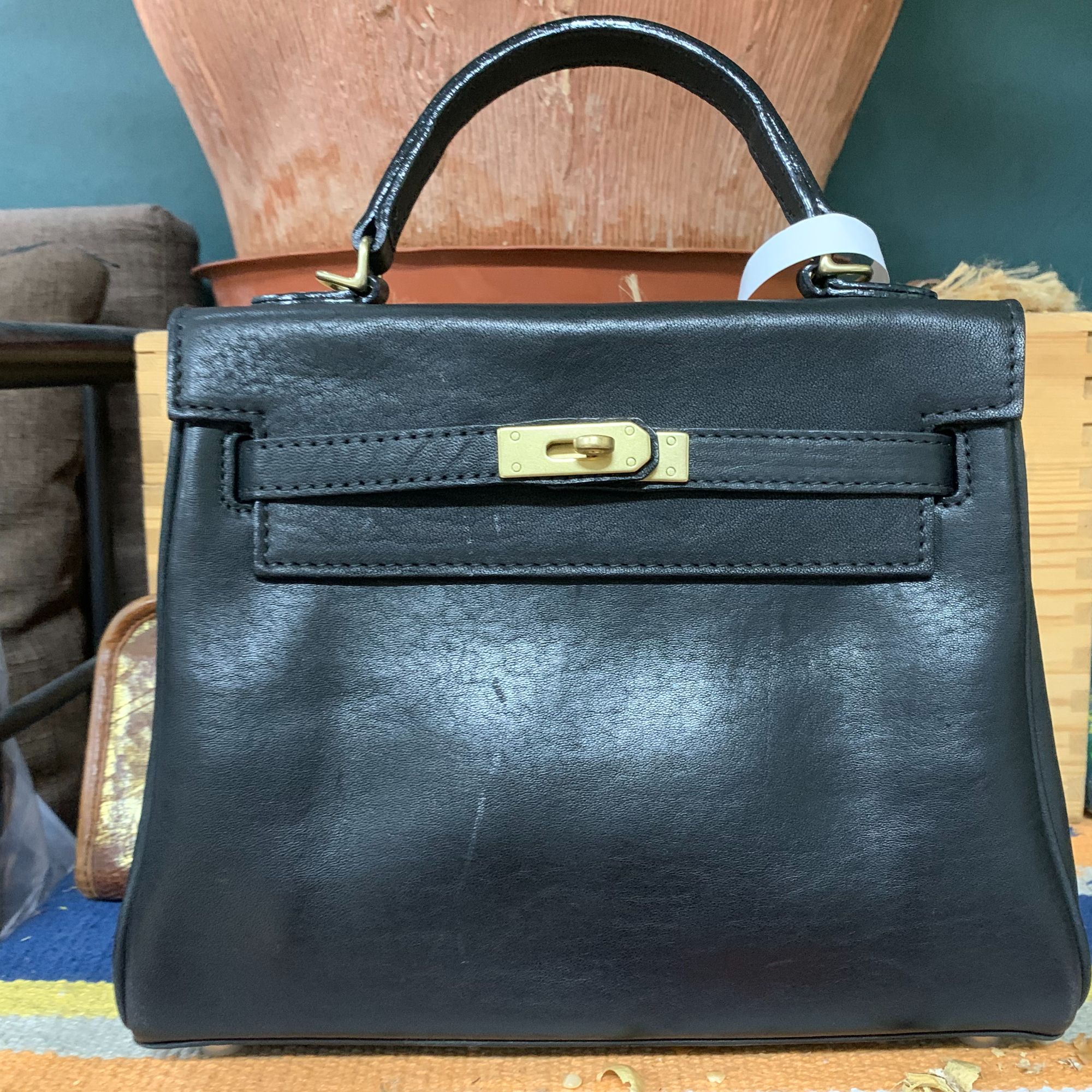 重工复古头层牛皮植鞣牛皮凯莉包单肩斜挎包百搭小众包