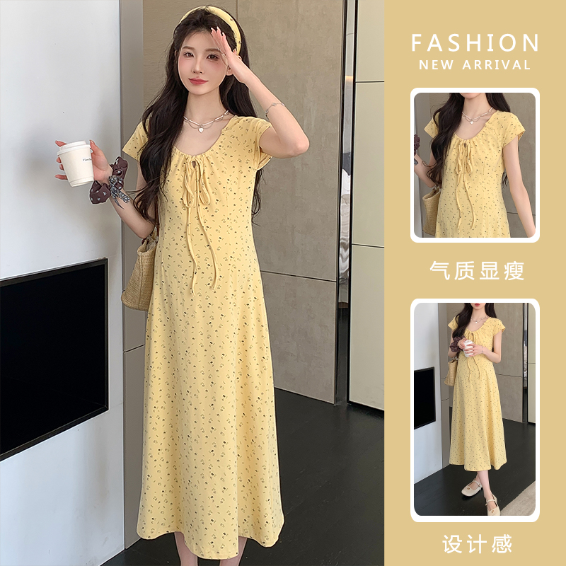 时髦孕妇装新款2025新款优质版孕妇碎花显瘦款印花连衣裙温柔长裙