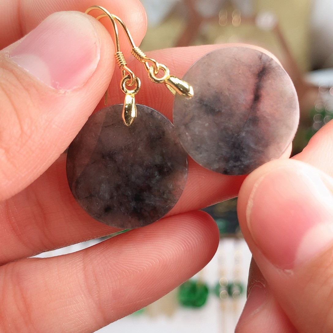 翡翠耳饰银S925镶嵌耳饰