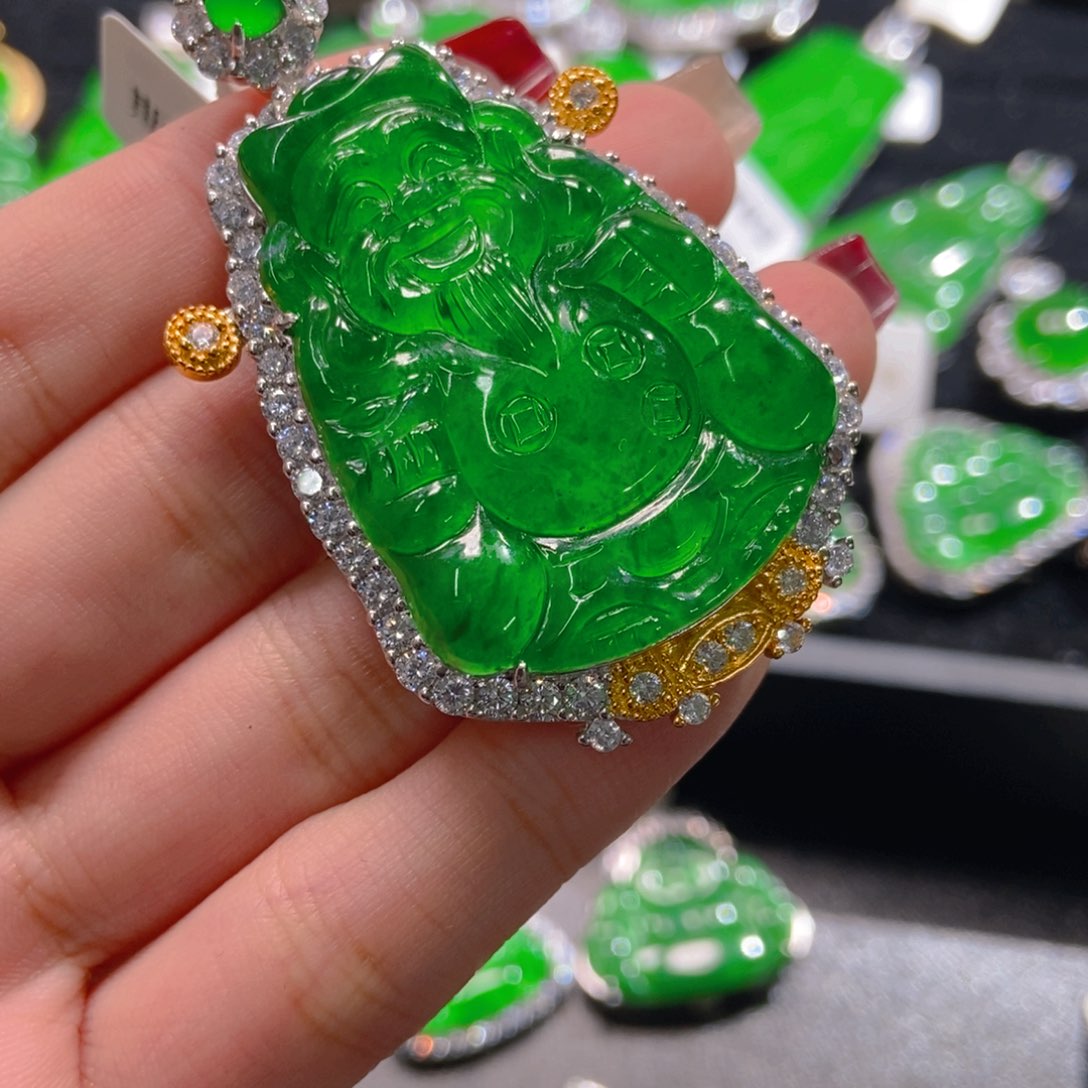 翡翠吊坠(不含链)银S925镶嵌