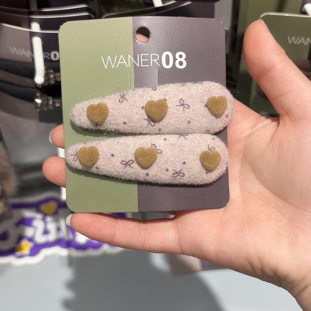 布艺非金属三桃心蝴蝶结拜拜夹