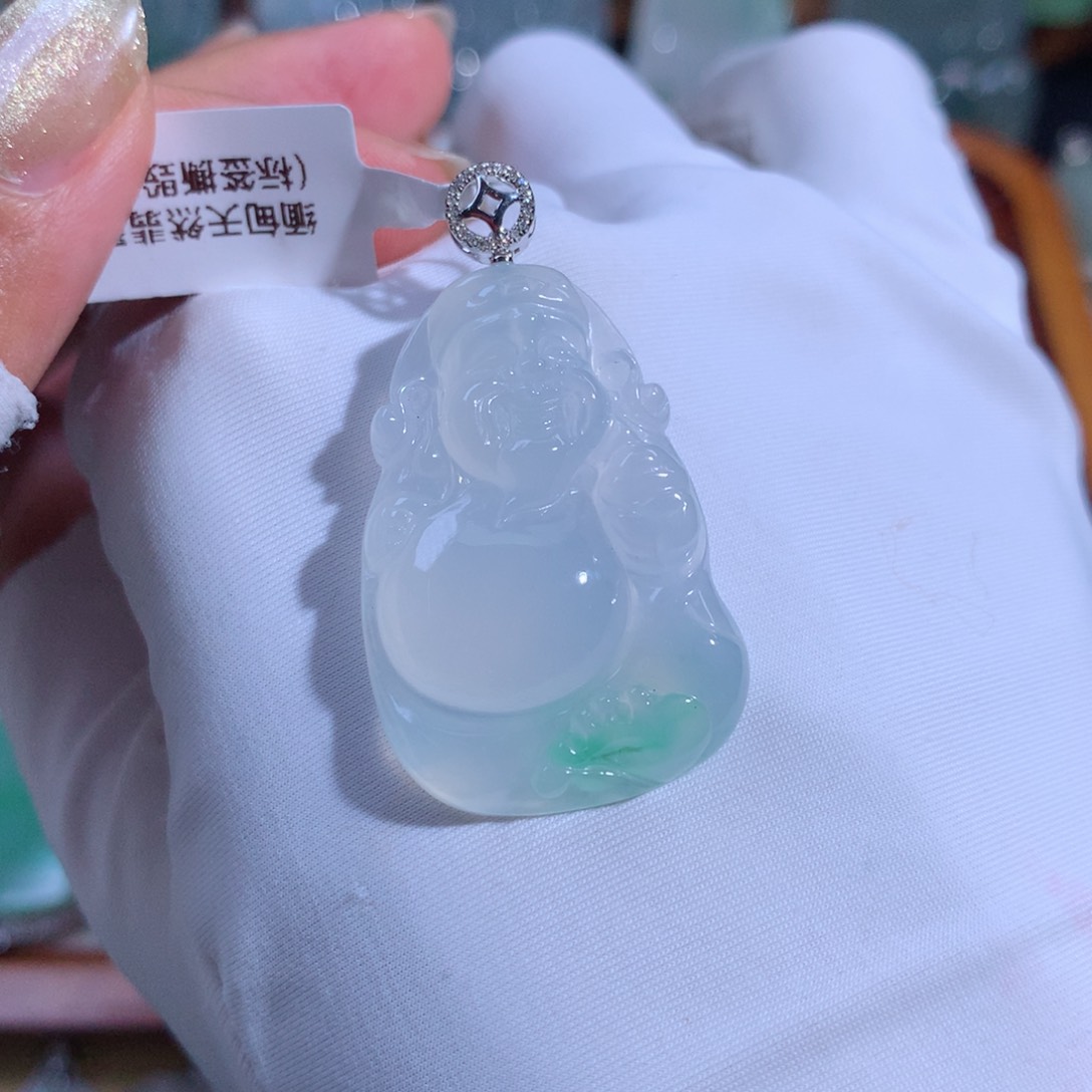 翡翠颈饰18K金镶嵌财财