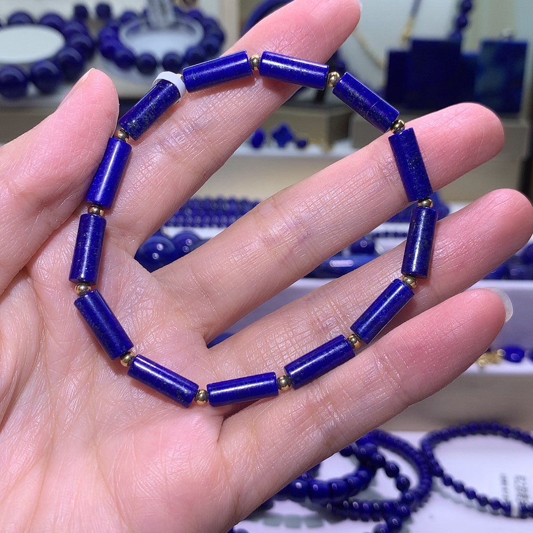 青金石合金天然原矿长条手串5m