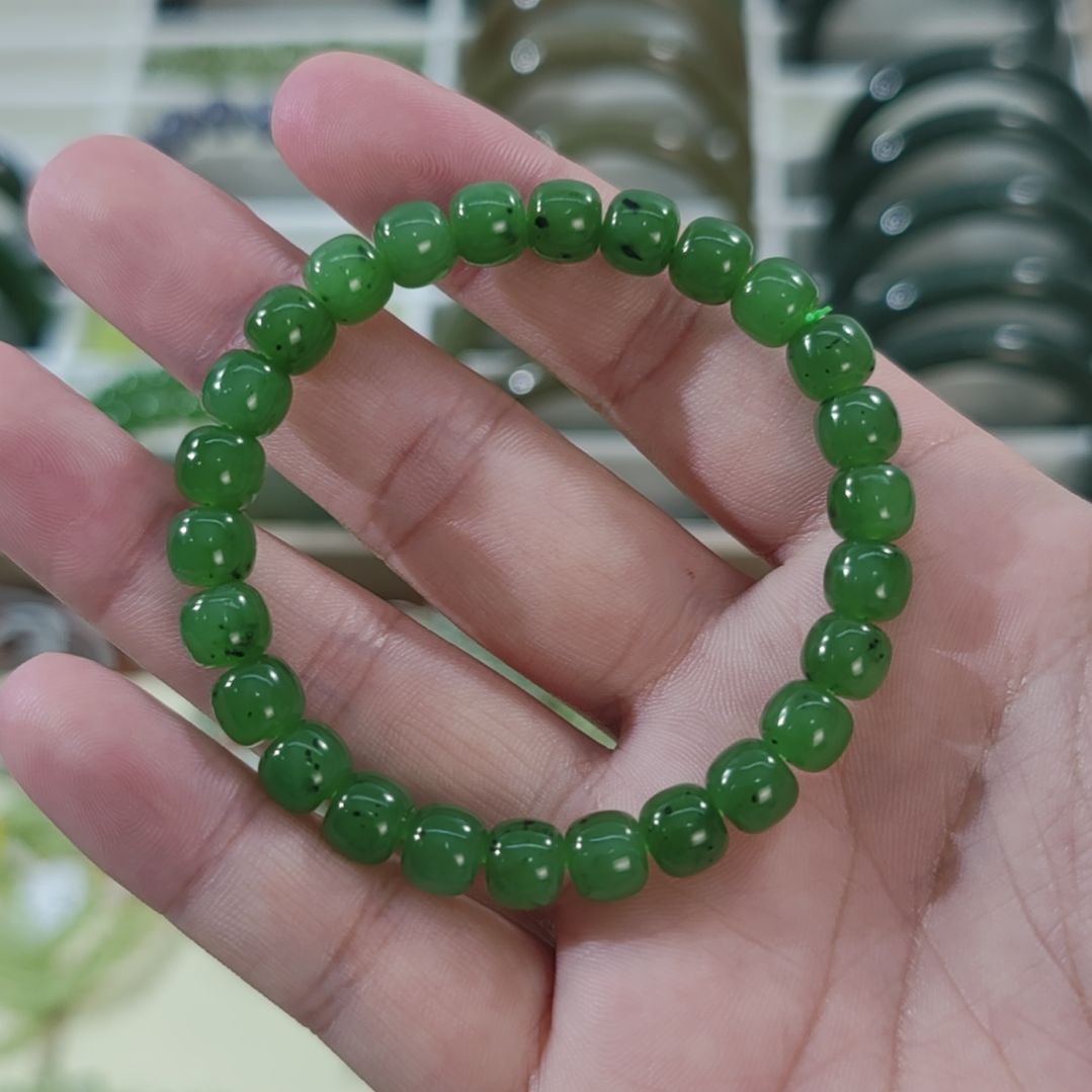 百***钱和田玉未镶嵌手链7×8碧玉老型和田玉手串×1