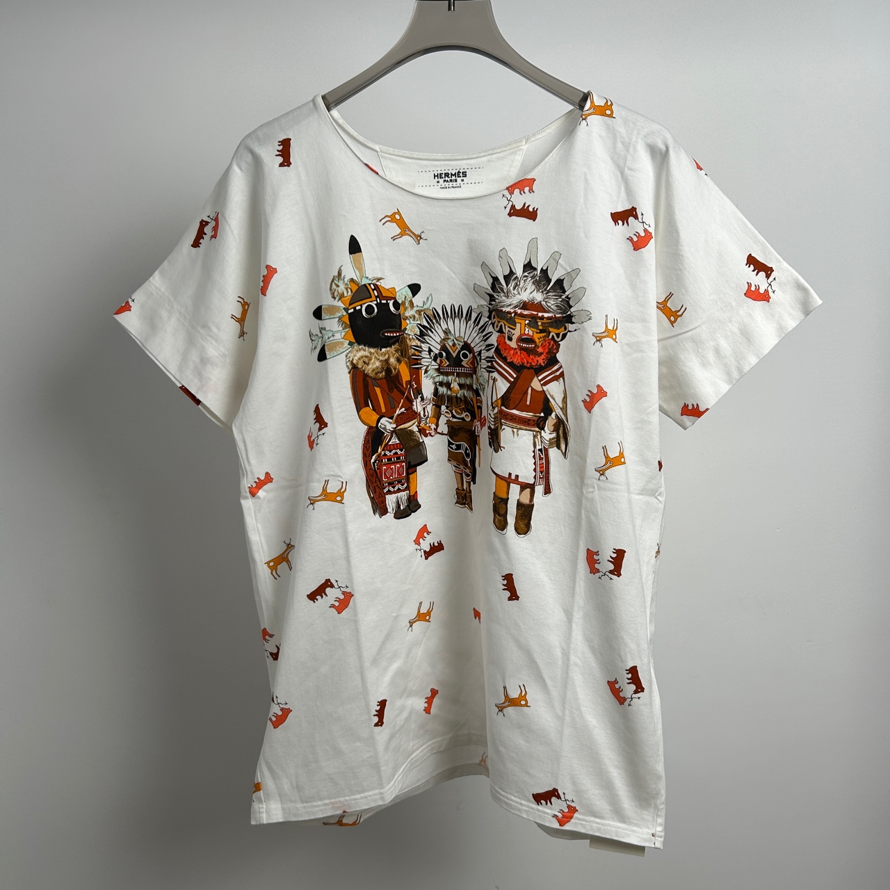 99新 Hermes/爱马仕 白色印花短袖 38码 GM002596