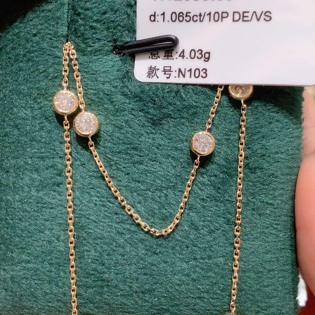 合成钻石18K金镶嵌颈饰