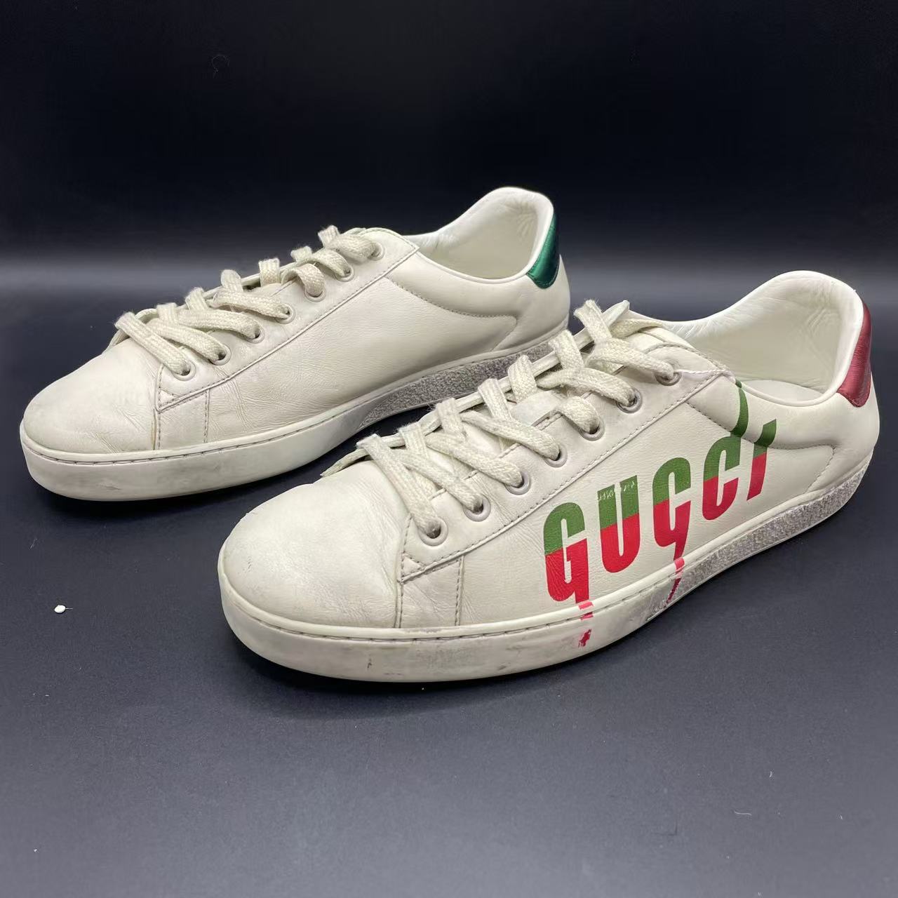 95新 GUCCI/古驰 【聚星福利】男士白色刀锋休闲板鞋 43欧码 ca281t
