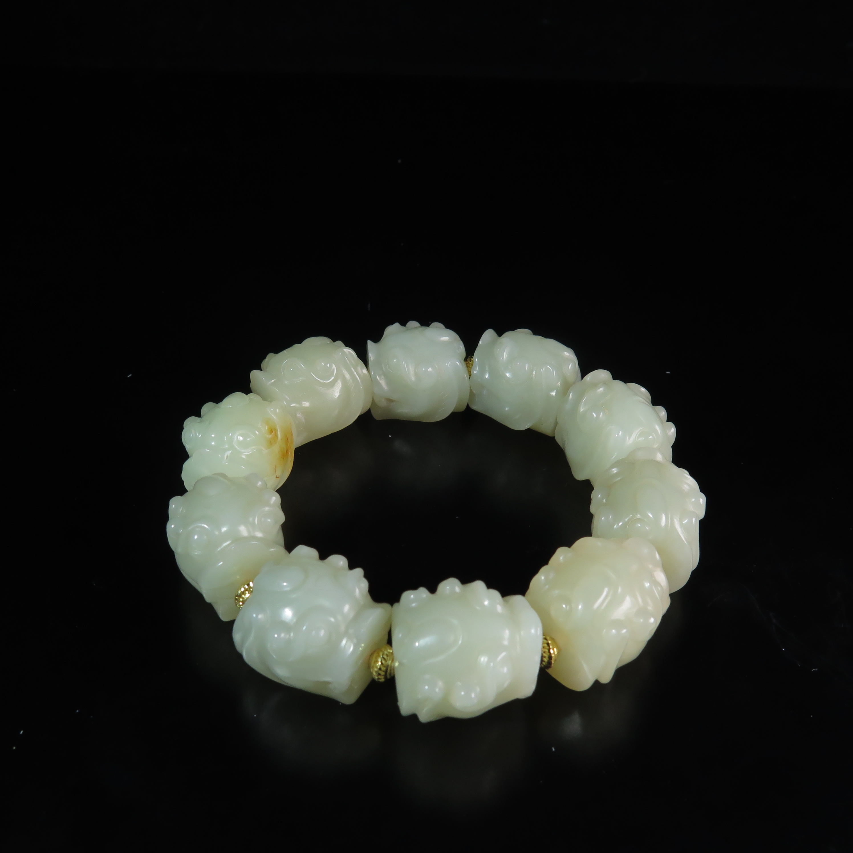 民国玉兽首串饰/MZ111537/和田玉/民族文物