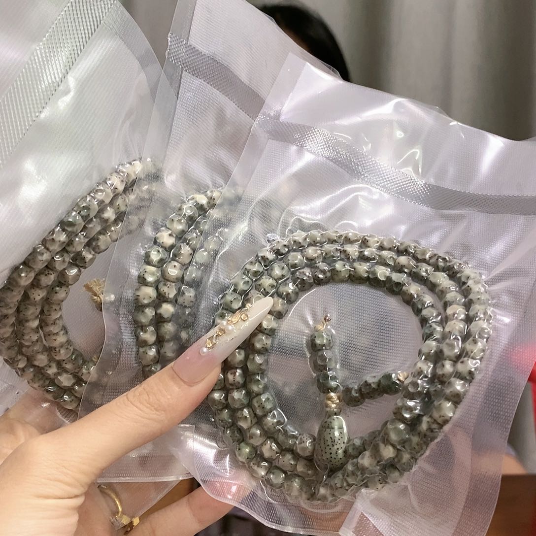 星月菩提手串海南原生态星月菩提石玉无相长串7.6