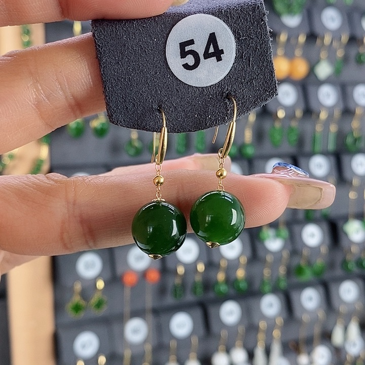 和田玉耳饰18K金镶嵌